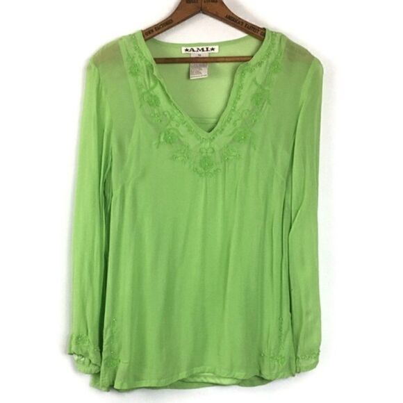 A.M.I. Neon Embellished Tunic Top - Picture 1 of 7